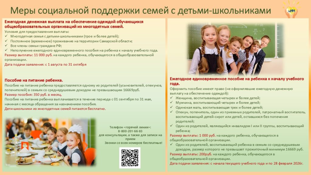 Плакат Меры социальной поддержки семей с детьми-школьниками